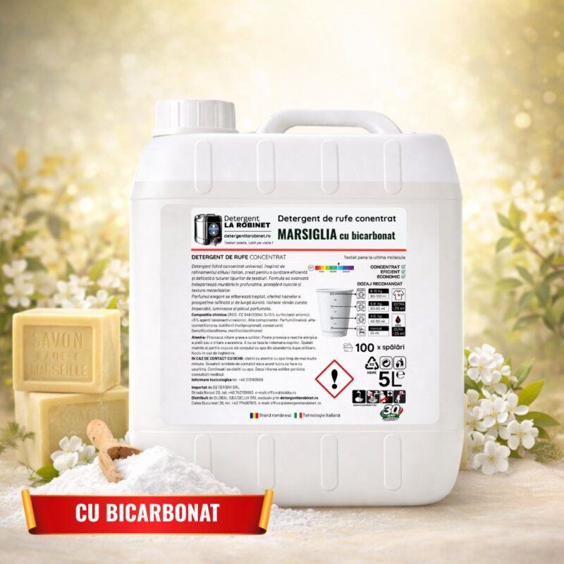 Detergent de rufe MARSIGLIA cu bicarbonat 5 Kg detergentlarobinet.ro