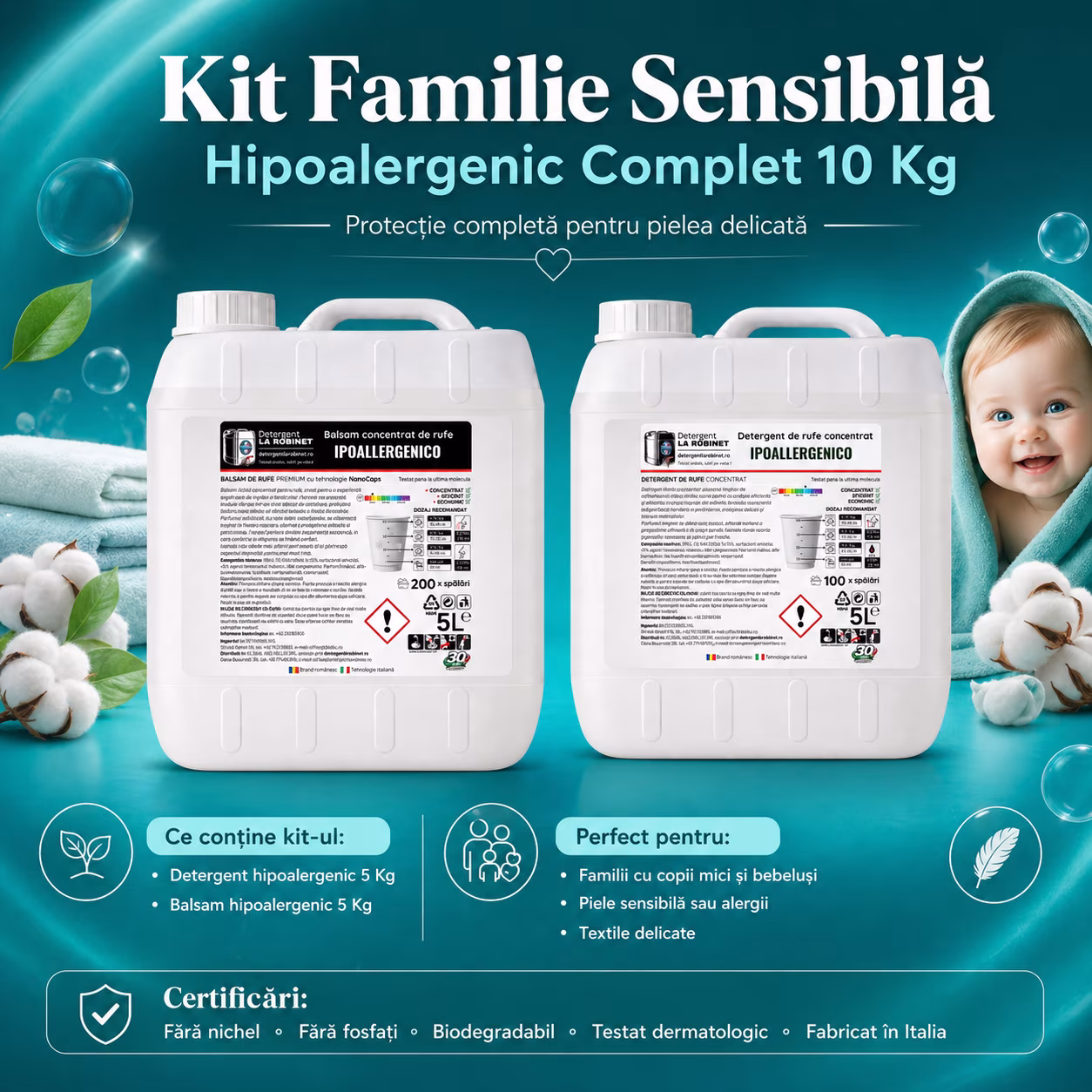 Kit Familie Sensibilă Hipoalergenic Complet 10 Kg pentru copii