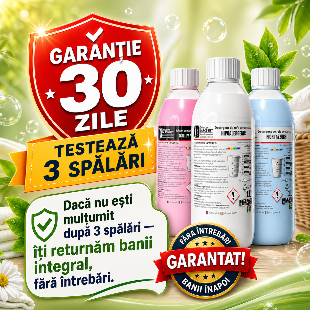 Garantie 30 zile - testeaza 3 spalari